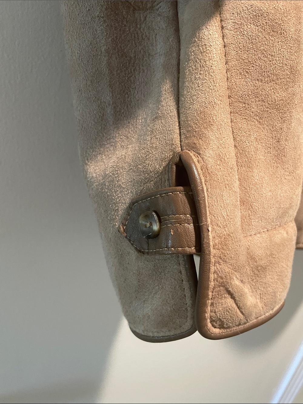Genuine Sheepskin Warehouse Vintage Taupe Teddy Shearling Square Button Jacket - Picture 5 of 10